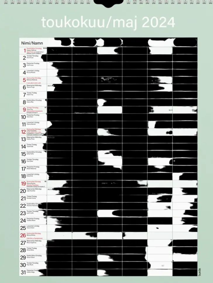 Burde Perhekalenteri 2024 Perhekalenteri Kateva
