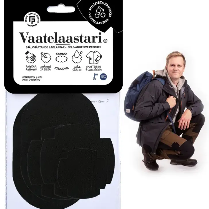 Fabpatch Vaatelaastari, Yonmusta - Helppo, Hankaamalla Kiinnittyva Tekstiilien Korjauspaikka