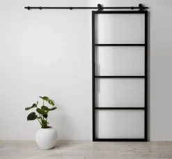 Habo Ovi Square 900X2133X28 Musta /Lasi