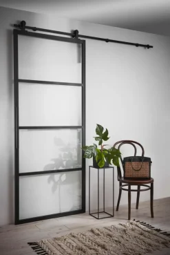 Habo Ovi Square 1000X2133X28 Musta /Lasi