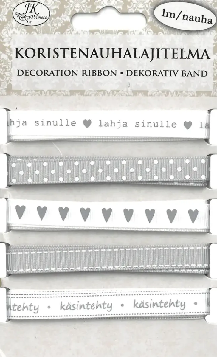 J.K. Primeco Koristenauhalajitelma Harmaa