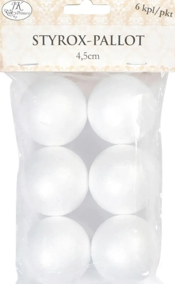 J.K. Primeco Styrox-Pallo 4,5Cm 6Kpl