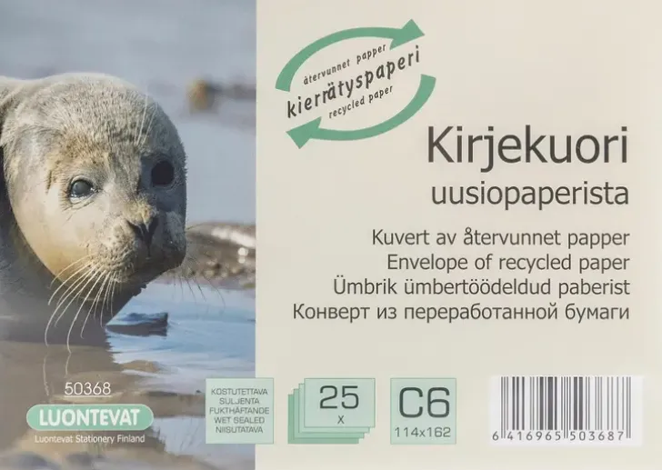 Luontevat Kirjekuori C6 25 Kpl Uusiopaperi