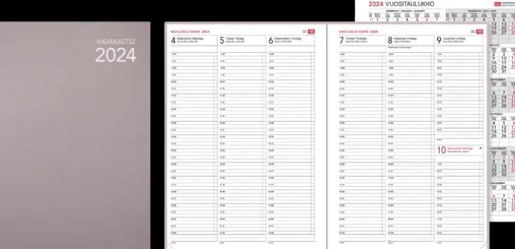 Poytakalenteri Aikamuistio Ommeltu 2024, Rose