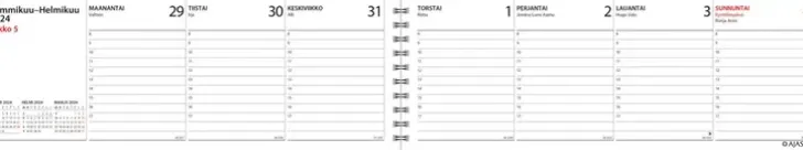 Poytakalenteri Memo Eko, Musta