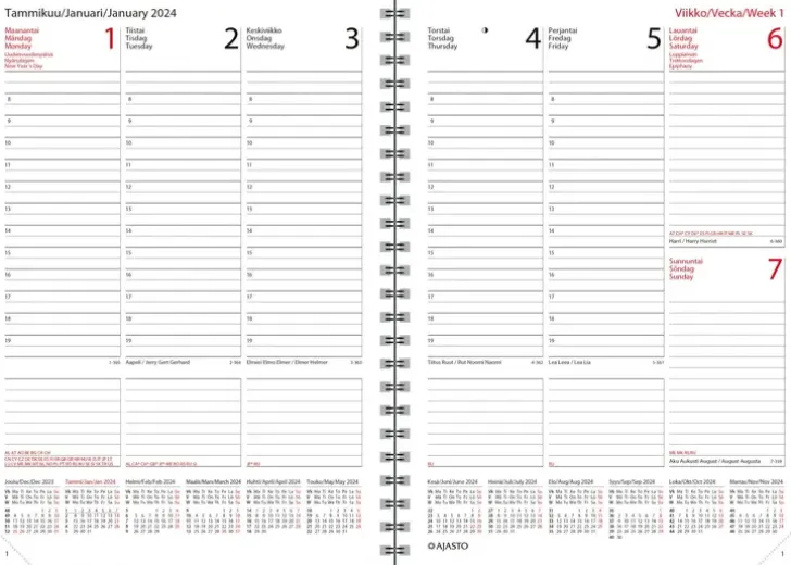 Poytakalenteri Wega Plus, Musta