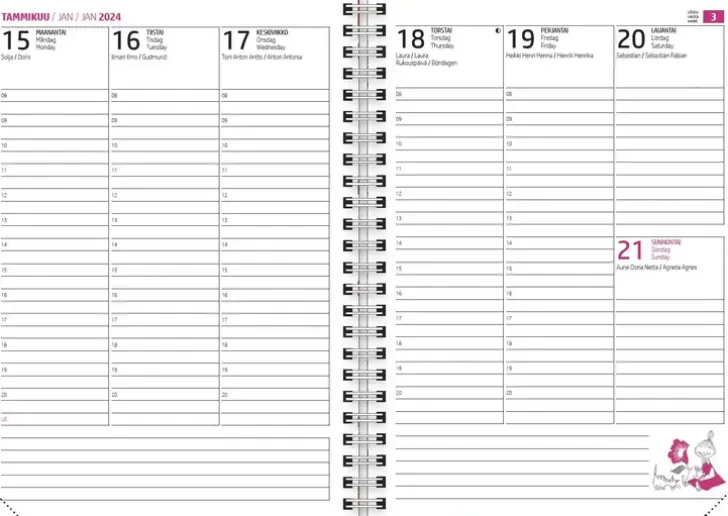 Vuosikalenteri Muumi A5 Teaparty 2024