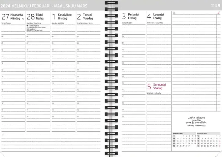 Vuosikalenteri Tommy Tabermann Runo 2024